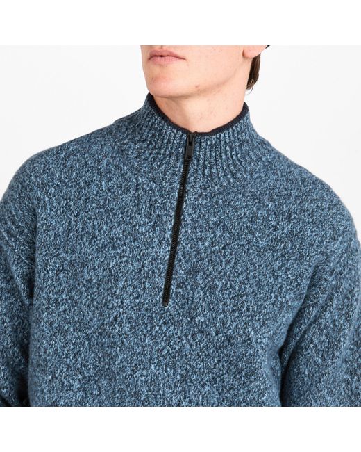 Boss Blue Turtleneck Zip Sweater for men