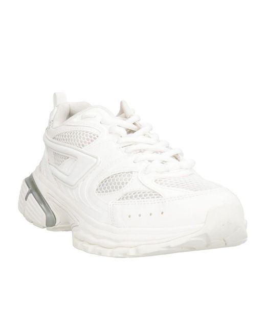 DIESEL White Simple Low-Top Sneakers