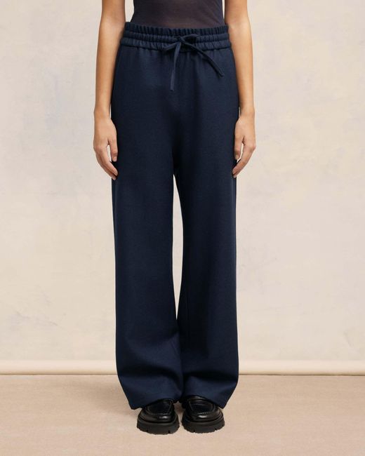 AMI Blue Ami Wide Elasticated Waist Trousers for men