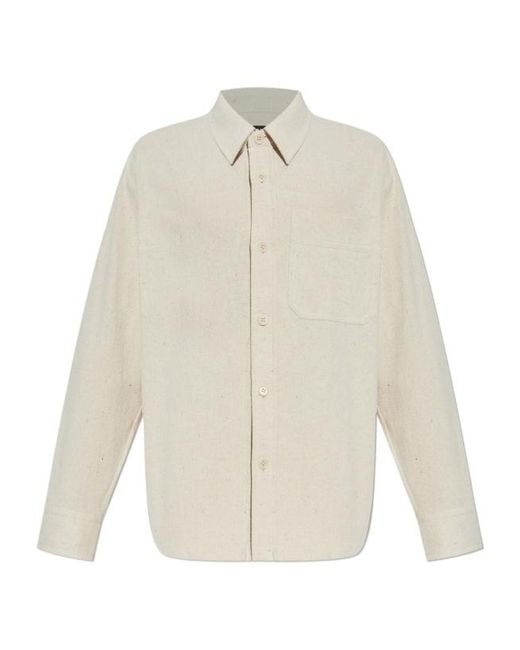A.P.C. White Curved Hem Shirt for men