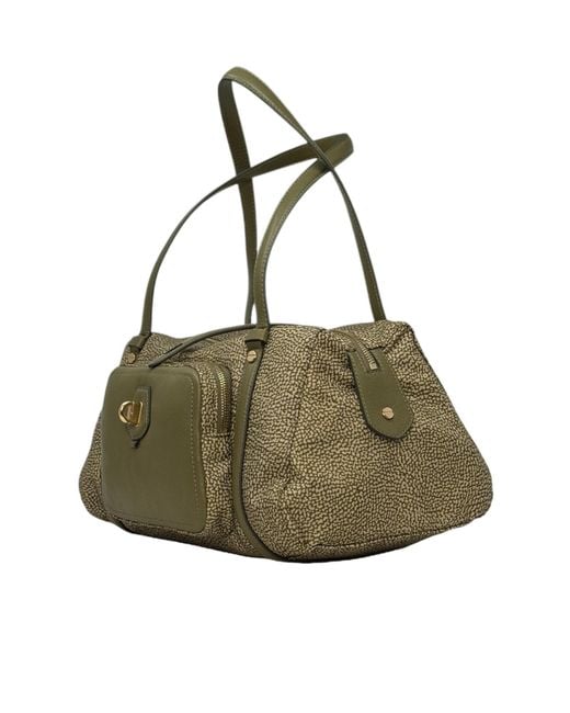 Borbonese Green Printed Shoulder Bag