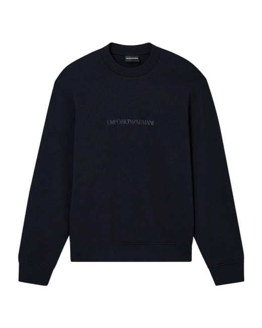 Emporio Armani Blue Logo Cotton Sweatshirt for men