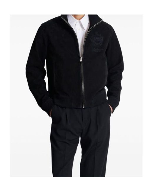 Balmain Black Suede College Emblem Jacket for men