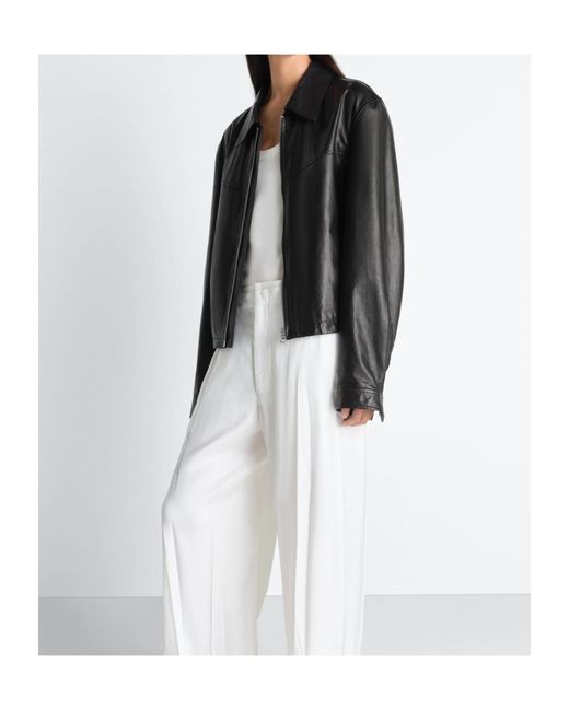 Lemaire Black Zip-Up Leather Jacket for men