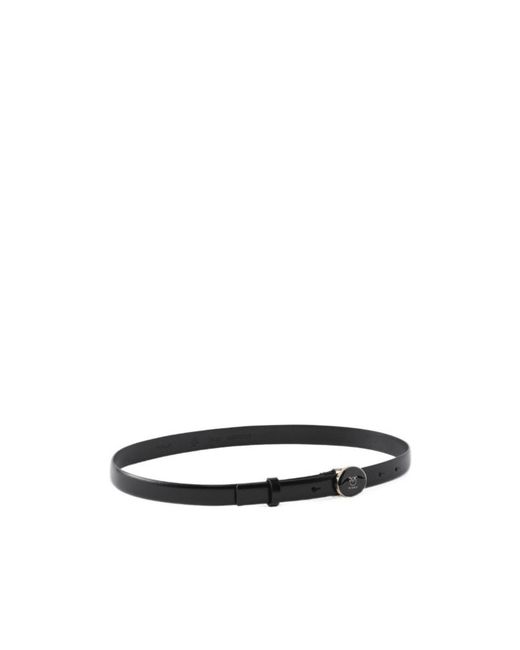 Pinko White Love Birds Logo Buckle Belt
