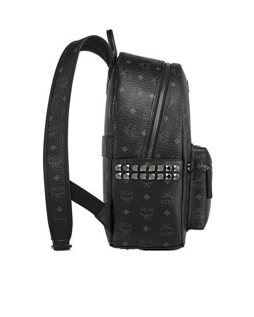 MCM Black All-Over Logo-Printed Zipped Backpack