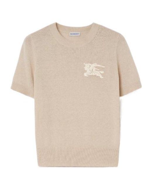 Burberry White Anisa Short-Sleeve Knitted Top