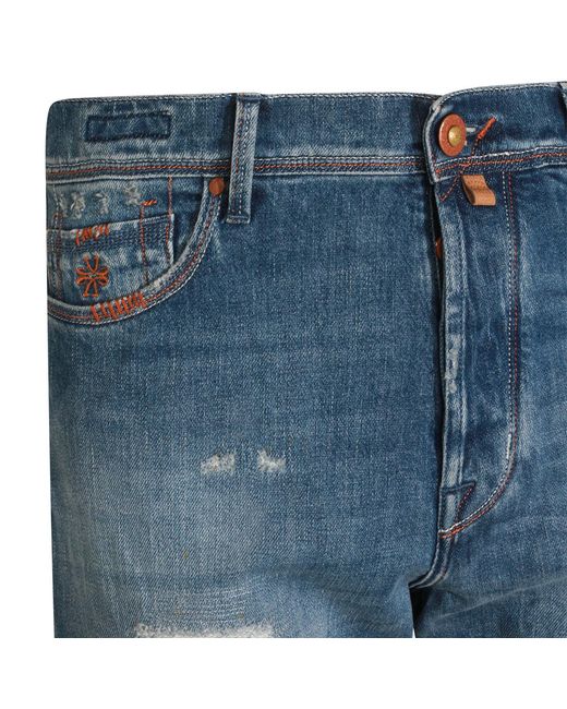 Jacob Cohen Blue Distressed Straight-Leg Jeans for men
