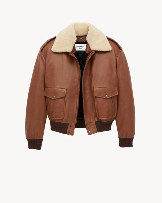 Saint Laurent Brown Bomber Jacket