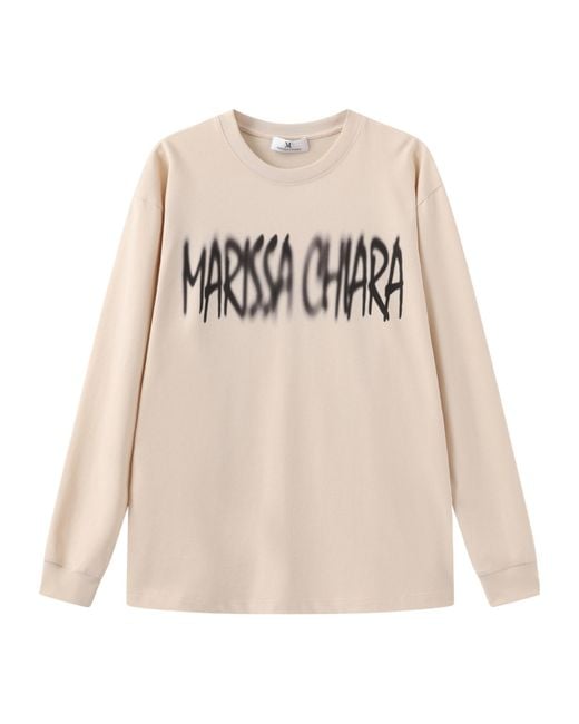 Marissa Chiara Natural Long-Sleeved Logo T-Shirt