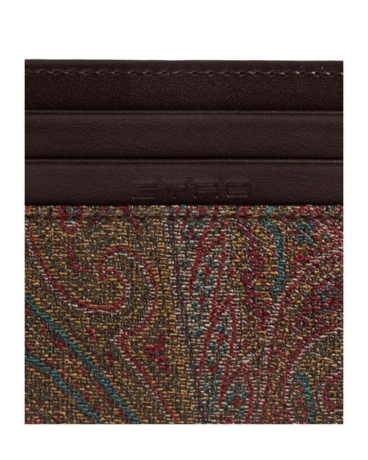Etro Brown Paisley Printed Logo Embossed Wallet for men