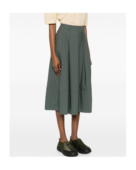 Woolrich Gray Pleated Poplin Maxi Skirt