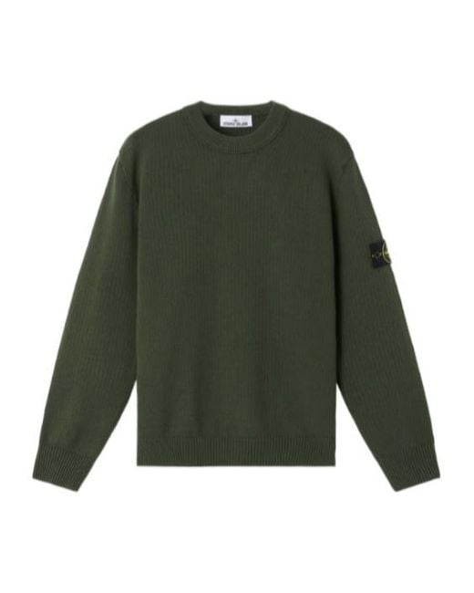 Stone Island Green Logo Patch Crewneck Sweatshirt for men