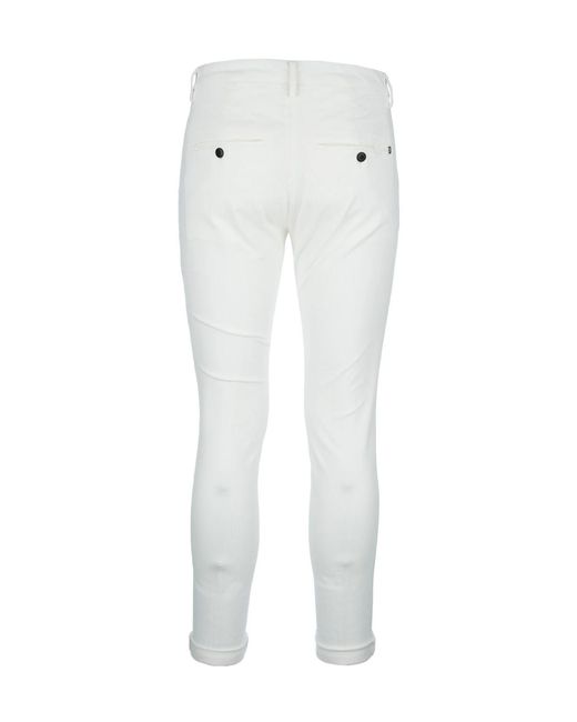 Dondup White Belt Loop Casual Pants for men