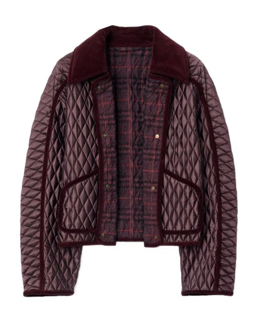 Burberry Purple Long Sleeved Quilted Jacket