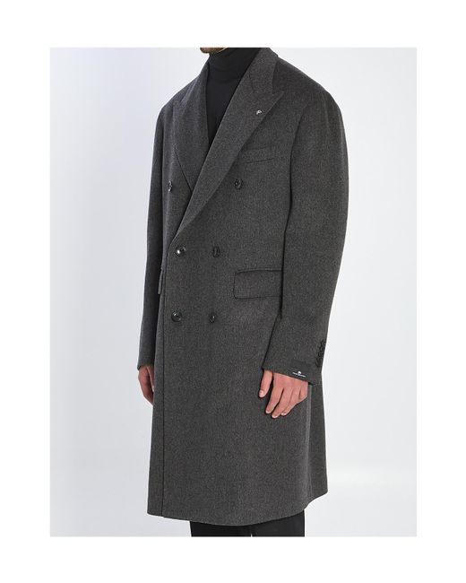 Tagliatore Gray Double-Breasted Tailored Coat for men