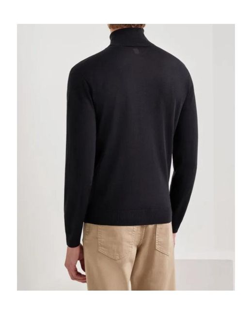 Canali Black Nuvola Seamless Merino Wool Turtleneck for men