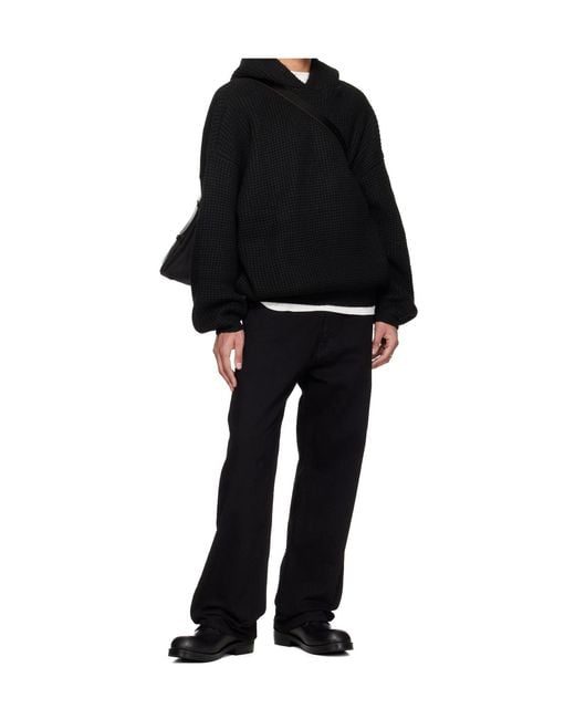 Fear Of God Black Hooded Waffle Hoodie for men