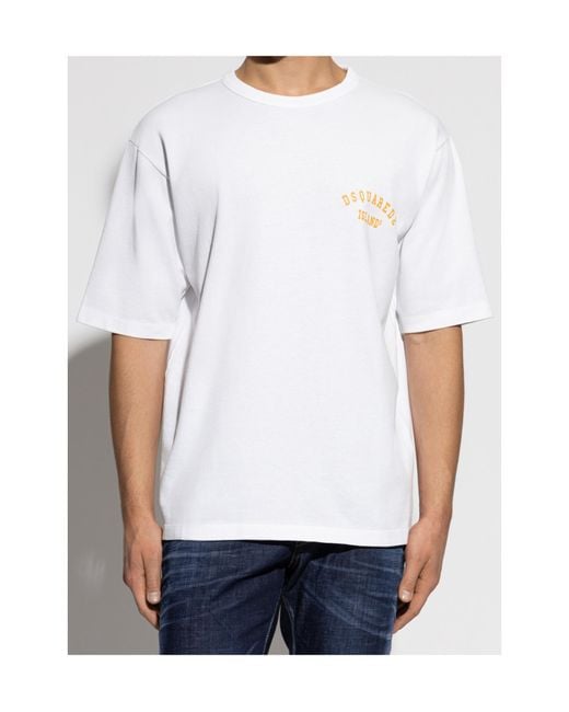 DSquared² White Island Loose Fit T-Shirt for men