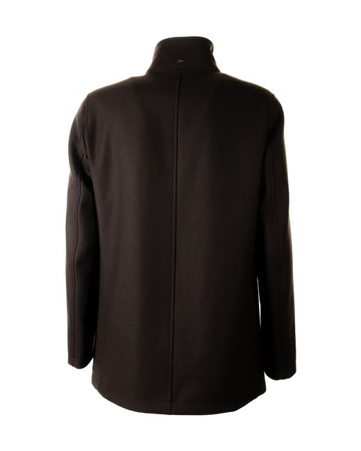 Herno Black Double-Breasted High Neck Jacket for men