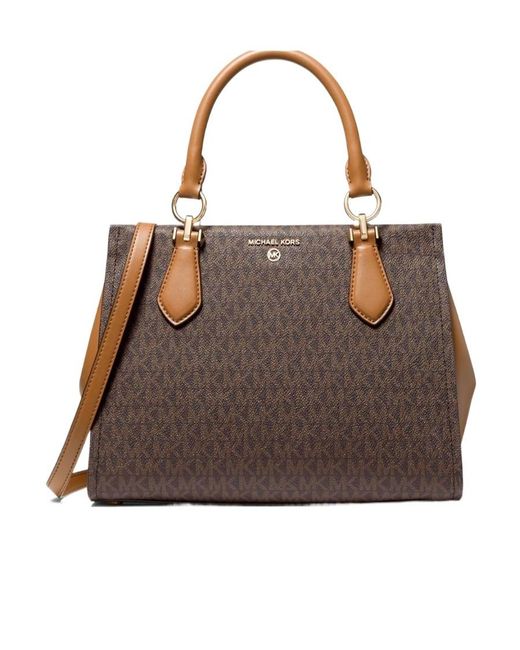 MICHAEL Michael Kors Brown Marilyn Medium Logo Satchel Bag