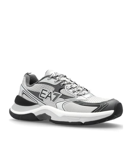 EA7 White Round-Toe Sneakers for men