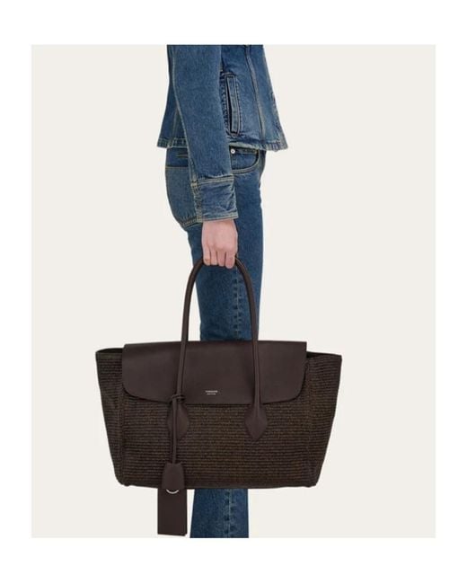 Ferragamo Black East-West Tote Bag (L)