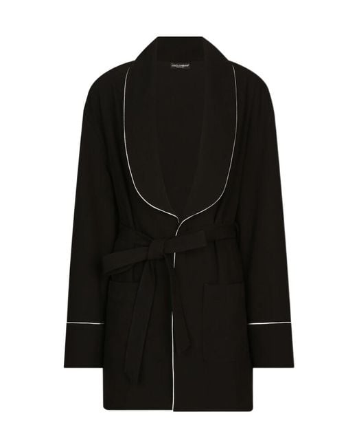 Dolce & Gabbana Black Kim Woolen Pajama Shirt With Belt
