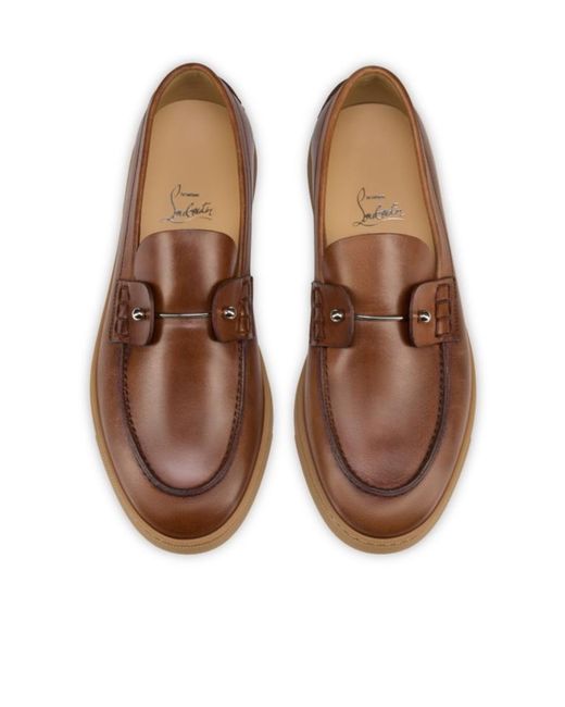 Christian Louboutin Brown Round-Toe Loafers for men