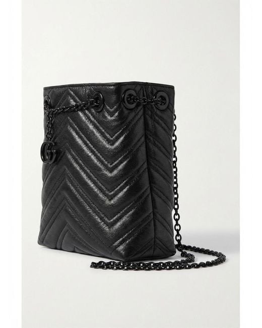Gucci Black Gg Marmont Nano Bucket Bag