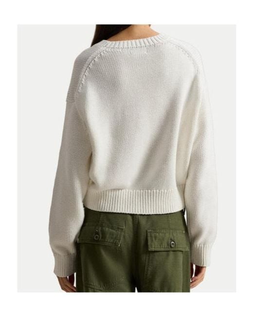 Polo Ralph Lauren White Big Pony Intarsia-Knit Jumper