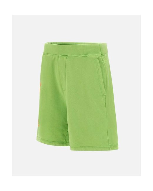 DSquared² Green Logo Printed Track Shorts for men