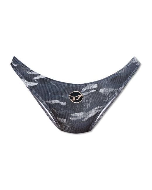 DIESEL Blue Cut-Out Logo Swimsuit Bottoms