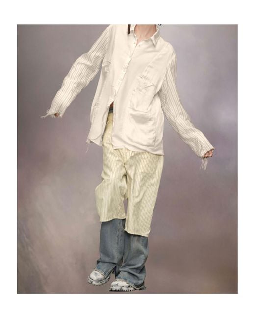 Maison Margiela White Raw-Edge Hem Buttoned Jacket for men