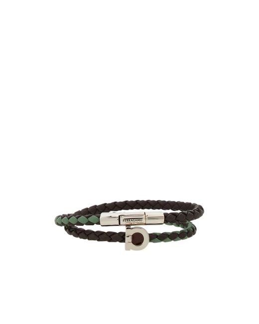 Ferragamo White Gancini Bracelet for men