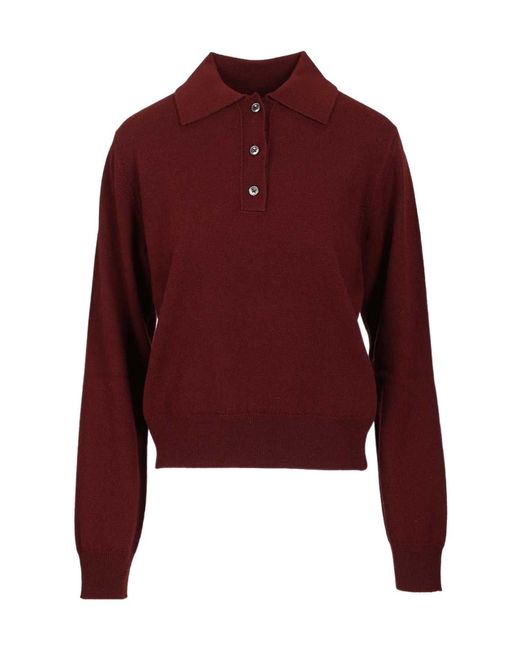 Maison Margiela Red Knitted Polo Top