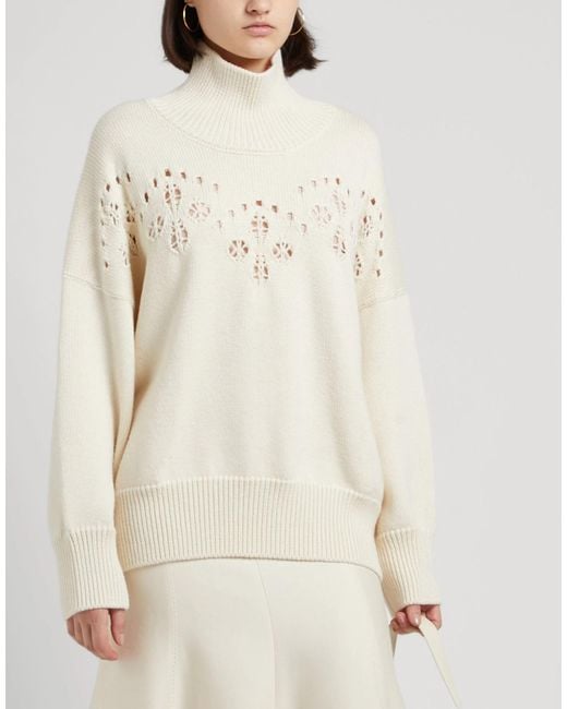 Chloé White Solid Turtleneck Sweater