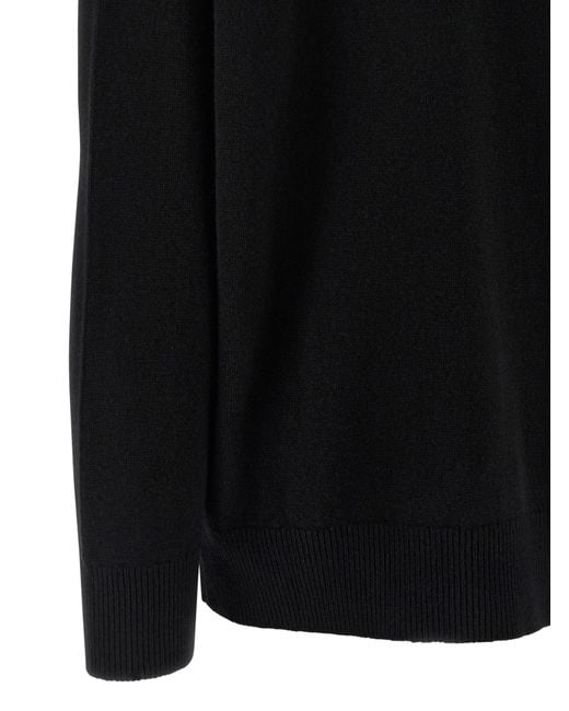 Jil Sander Black Long Sleeve V-Neck Jumper