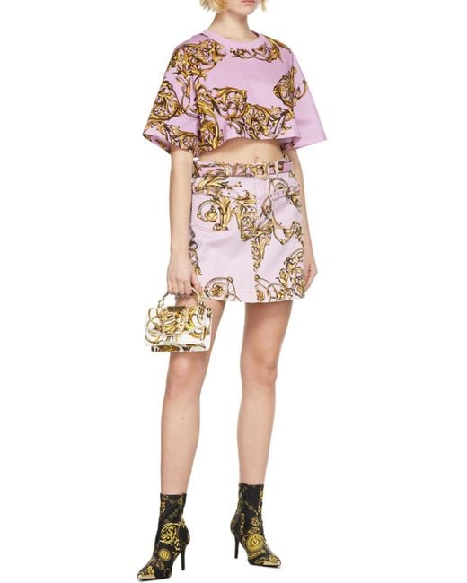 Versace Jeans White Pattern Printed Miniskirt