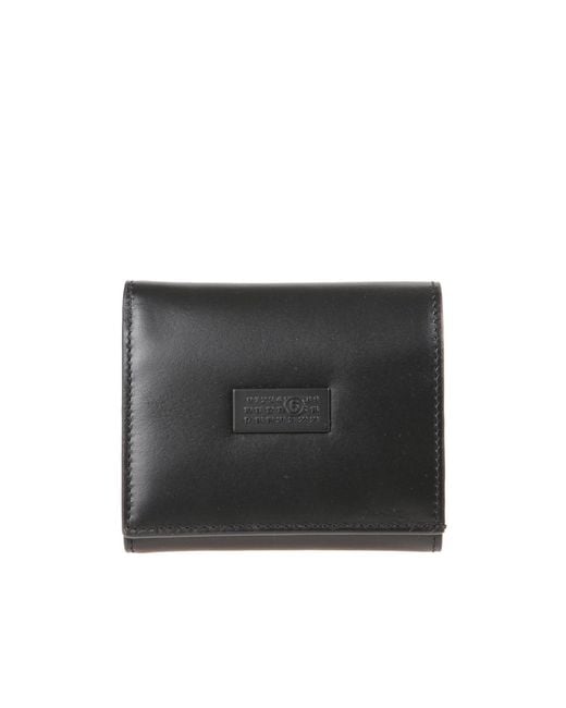 MM6 by Maison Margiela Black Logo Embossed Wallet for men