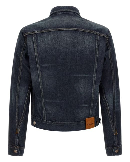 Tom Ford Blue Long-Sleeve Denim Jacket for men
