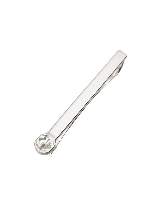 Gucci White Tie Bar With Interlocking G for men