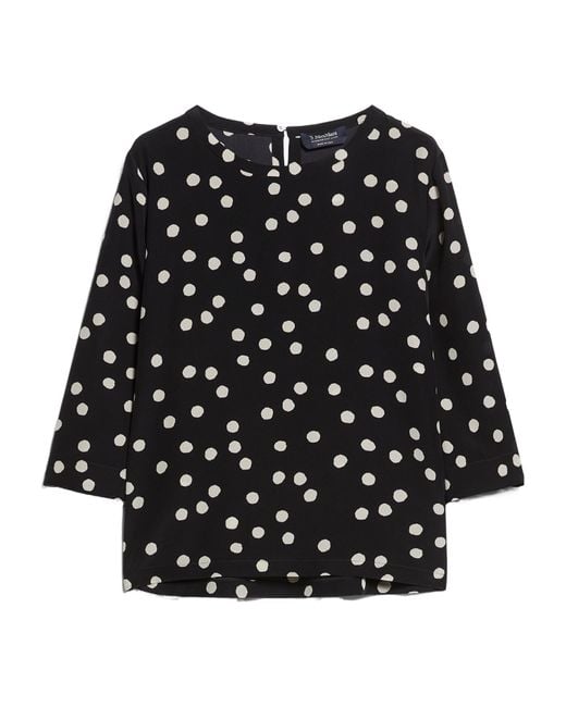 Max Mara Black 'S All-Over Dot Printed Crewneck Top