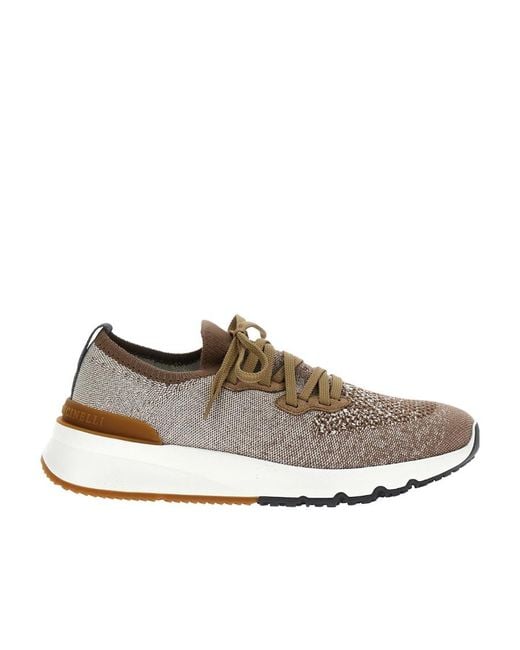 Brunello Cucinelli Multicolor Knitted Low-Top Sneakers for men