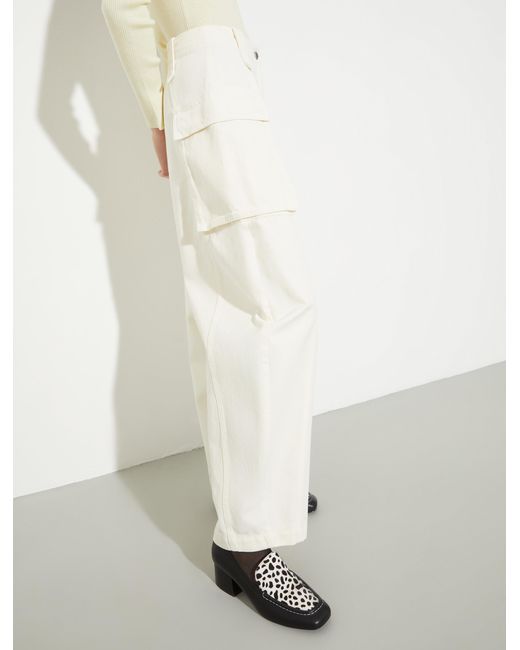 MAX&Co. White Barrel-Leg Cargo Trousers