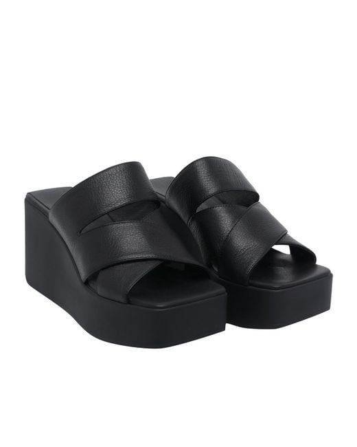 Vic Matié Black Wedge Platform Heeled Sandals