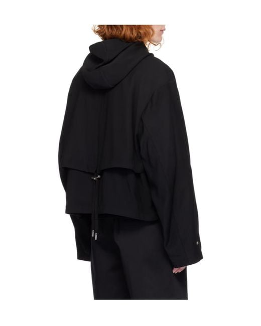 AMI Black Drawstring Hooded Jacket for men