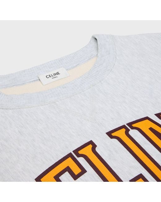Céline White Wide Cotton Fleece Sweatshirt