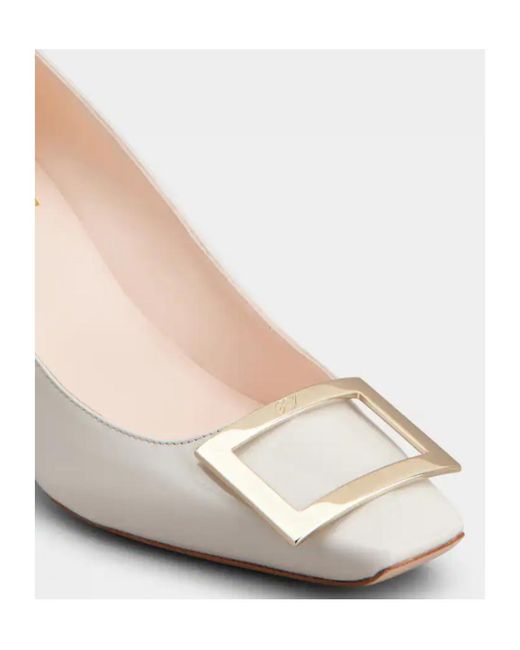 Roger Vivier White Trompette Buckle Pumps