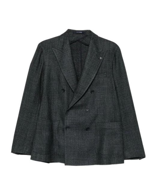 Tagliatore Black Long-Sleeved Suit Jacket for men